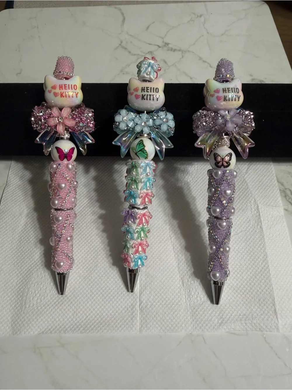 Decorative Bow Hello Kitty Gel Pen Set - Pink, Blue, Lavender
